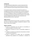 Por medio del presente trabajo damos a conocer la importancia de la investigación de mercados ya que es una herramienta que muy pocas veces se emplean pero que las empresas saben aprovechar al máximo.