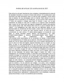 Análisis literarion de el artículo 123 constitucional de 1917