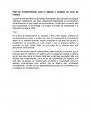 Plan de mantenimiento para la batería y sistema de ciclo de energía.