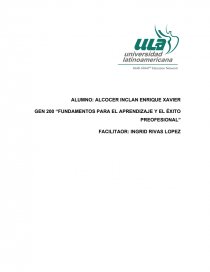 “FUNDAMENTOS PARA EL APRENDIZAJE Y EL ÉXITO PREOFESIONAL”. Página 1