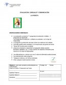 EVALUACION LENGUAJE Y COMUNICACIÓN LA POROTA