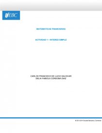 MATEMATICAS FINANCIERAS ACTIVIDAD 1 – INTERES SIMPLE. Página 1
