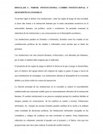 DOUGLASS C. NORTH- INSTITUCIONES, CAMBIO INSTITUCIONAL Y DESEMPEÑO ECONOMICO.. Página 1