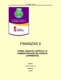 TAREA: ENSAYO CAPÍTULO 14 ADMINISTRACIÓN DE PASIVOS CORRIENTES. Página 1