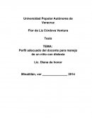 Perfil adecuado del docente para manejo de un niño con dislexia.
