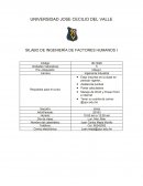 Investigacion de operaciones.SILABO DE INGENIERÍA DE FACTORES HUMANOS I