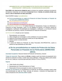 LINEAMIENTOS A LOS PROCEDIMIENTOS EN MATERIA DE PROTECCIÓN DE DATOS. Página 1