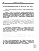 OPINION PERSONAL SOBRE LA ASIGNATURA DE EXPRESIÓN ORAL Y ESCRITA