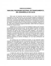 ANALISIS: PROGRAMA NACIONAL DE FINANCIAMIENTO DEL DESARROLLO 2013-2018. Página 1
