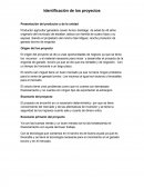Identificación de los proyectos Presentación del productor y de la unidad