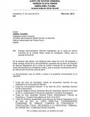 A documentación que se remite y anexa a la presente comunicación