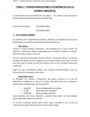 TEMA 2. TRANSFORMACIONES ECONÓMICAS EN LA EUROPA MEDIEVAL