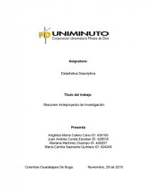 RESUMEN ANTEPROYECTO DE INVESTIGACION. Página 1