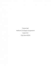 Introducción a los lenguajes de programación, Proyecto Final.. Página 1