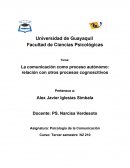 La comunicación como proceso autónomo: relación con otros procesos cognoscitivos