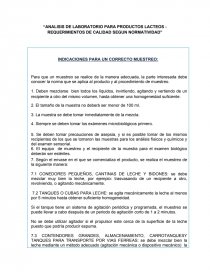 “ANALISIS DE LABORATORIO PARA PRODUCTOS LACTEOS - REQUERIMIENTOS DE CALIDAD SEGUN NORMATIVIDAD”. Página 1