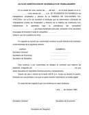 ACTA DE CONSTITUCION DE UN SINDICATO DE TRABAJADORES