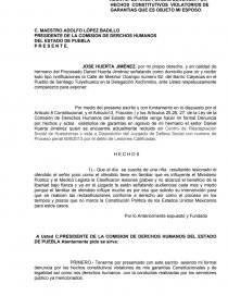 SE HACE FORMAL DENUNCIA POR HECHOS  CONSTITUTIVOS  VIOLATORIOS DE GARANTIAS QUE ES OBJETO MI ESPOSO.. Página 1