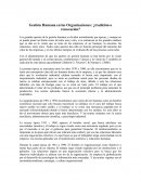 Gestión Humana en las Organizaciones: ¿tradición o renovación?