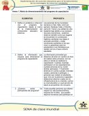 Matriz de dimensionamiento del programa de capacitación