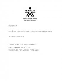 TALLER: “GAME CONCEPT DOCUMENT”. Página 1