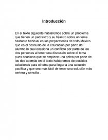 En el texto siguiente hablaremos sobre un problema que tienen un padrastro y su hijastro. Página 1