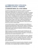 LA DIMENSIÓN MORAL DE LA VIDA HUMANA.