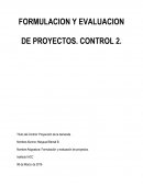 FORMULACION Y EVALUACION DE PROYECTOS. CONTROL 2.