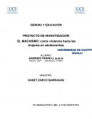 EL MACHISMO: como violencia hacia las mujeres en adolescentes