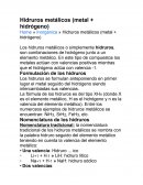 Hidruros metálicos (metal + hidrógeno)