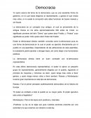 Yo opino acerca del tema de la democracia, que es una excelente forma de gobierno, en la cual todos elegimos al representante, y ganara el que reciba mas votos, si no existe la corrupción esto debe funcionar de buena manera y sin fraude.