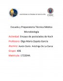 En esta primera actividad de microbiología de oftalmología es un ensayo, que tratara sobre los postulados de koch que como sabemos son requisitos que se necesitan a la hora de clasificar o relacionar bacterias, seguido de una conclusión personal y bibl