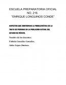 ASPECTOS QUE CONFORMAN LA PROBLEMÁTICA DE LA TRATA DE PERSNAS EN LA POBLACION ACTUAL DEL ESTADO DE MÉXICO.