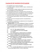 CAUSALES DE DIVORCIO EN ECUADOR.