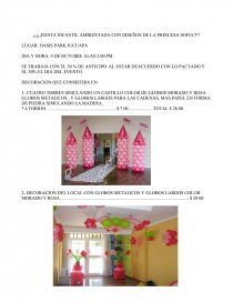 FIESTA INFANTIL AMBIENTADA CON DISEÑOS DE LA PRINCESA SOFIA. Página 1
