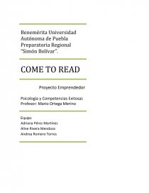 COME TO READ - Proyecto Emprendedor. Página 1