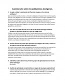 Cuestionario sobre los pobladores aborígenes.