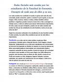 Redes Sociales más usadas por los estudiantes de la Facultad de Economía. Concepto de cada una de ellas y su uso.