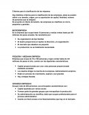 Criterios para la clasificación de las mipymes.