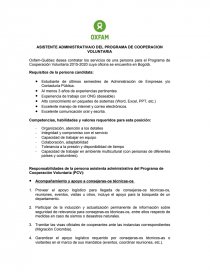 ASISTENTE ADMINISTRATIVA/O DEL PROGRAMA DE COOPERACION VOLUNTARIA. Página 1