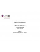 Este ensayo académico está hecho con la finalidad de ser una herramienta de reforzamiento sobre los temas tratados en el curso de Planeación Educativa. Aplicando así los aprendizajes obtenidos, analizando y sintetizando cada contenido abordado en esta
