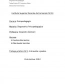 Diagnostico Psicopedagogico. Trabajo práctico Nº 1: Entrevista a padres