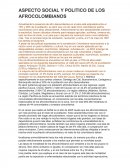 ASPECTO SOCIAL Y POLITICO DE LOS AFROCOLOMBIANOS