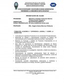 FORMACIÓN ACADEMICA Y EXPERIENCIA LABORAL Y SOBRE LA ASIGNATURA