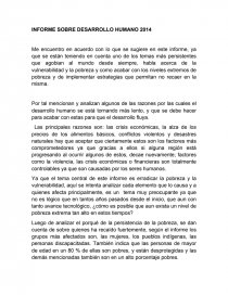 INFORME SOBRE DESARROLLO HUMANO 2014. Página 1