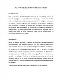 CLASIFICACIÓN DE LOS CONTRATOS MERCANTILES. Página 1