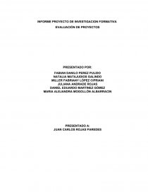 INFORME PROYECTO DE INVESTIGACION FORMATIVA. Página 1