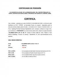 Ejemplo de certificado de posesion - Ensayos - verseker