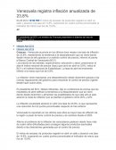 Venezuela registra inflación anualizada de 23,8%