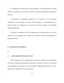 PLAN ESTRATEGICO PARA LA ADMINISTRACION DE LAS RECAUDACIONES DE LOS TRIBUTOS DEL GAD DEL CANTON MOCACHE, PROVINCIA DE LOS RIOS. Página 12